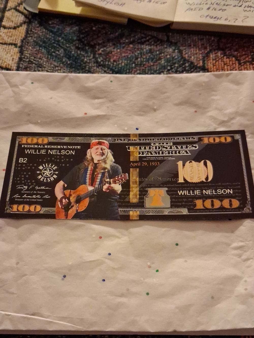 Willie Nelson Novelty Wall Art Print in Black and Gold